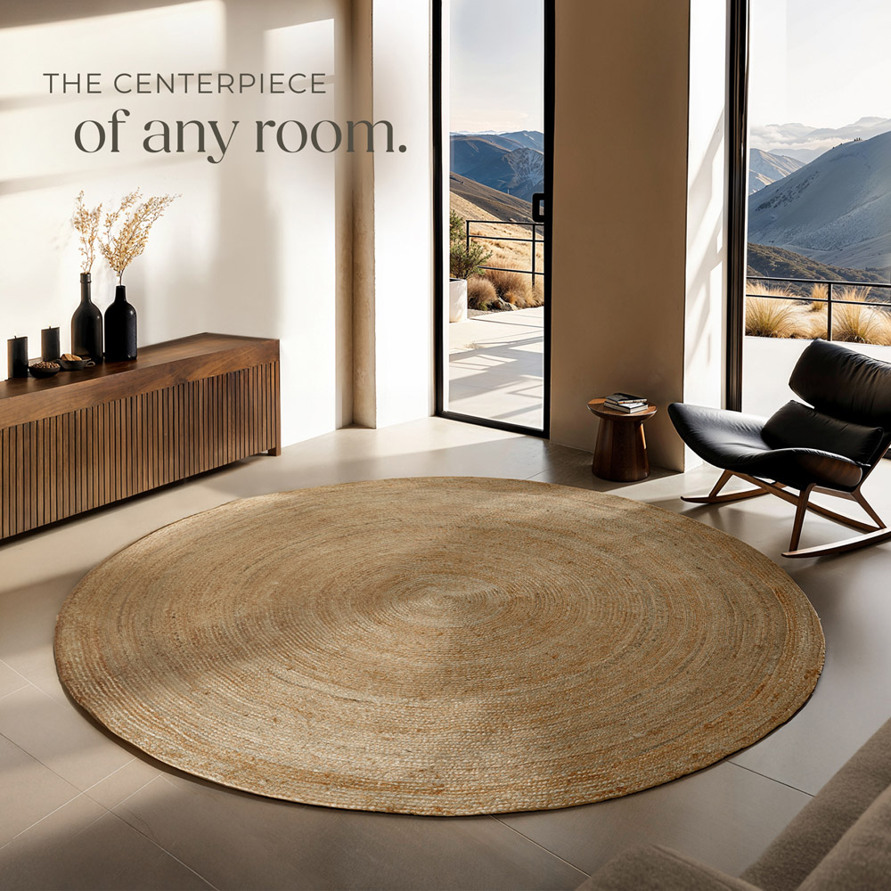 tectake Glim Jute Round Rug 200 x 200 x 0.5cm Image 3