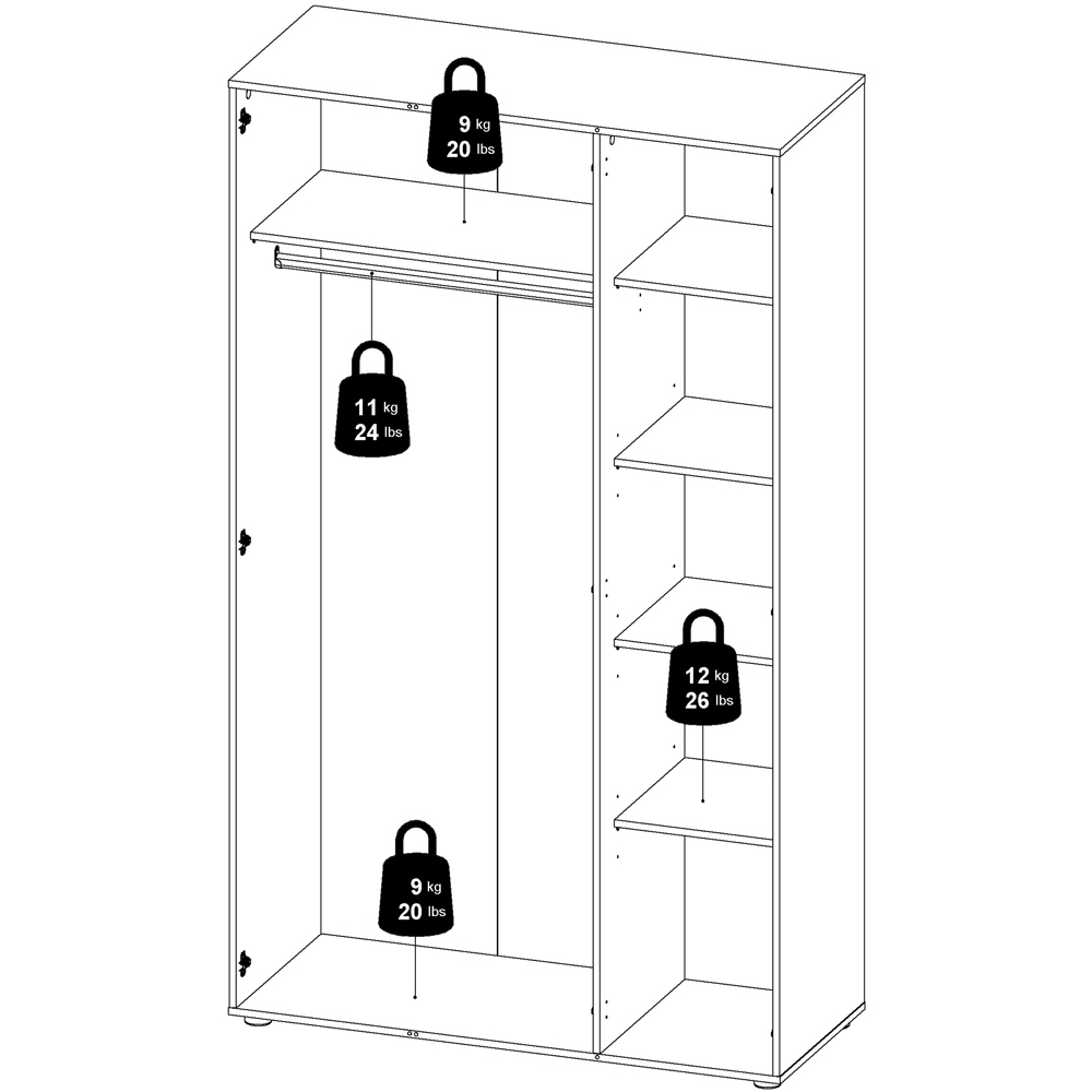 Florence 3 Door Oak and White High Gloss Wardrobe Image 7