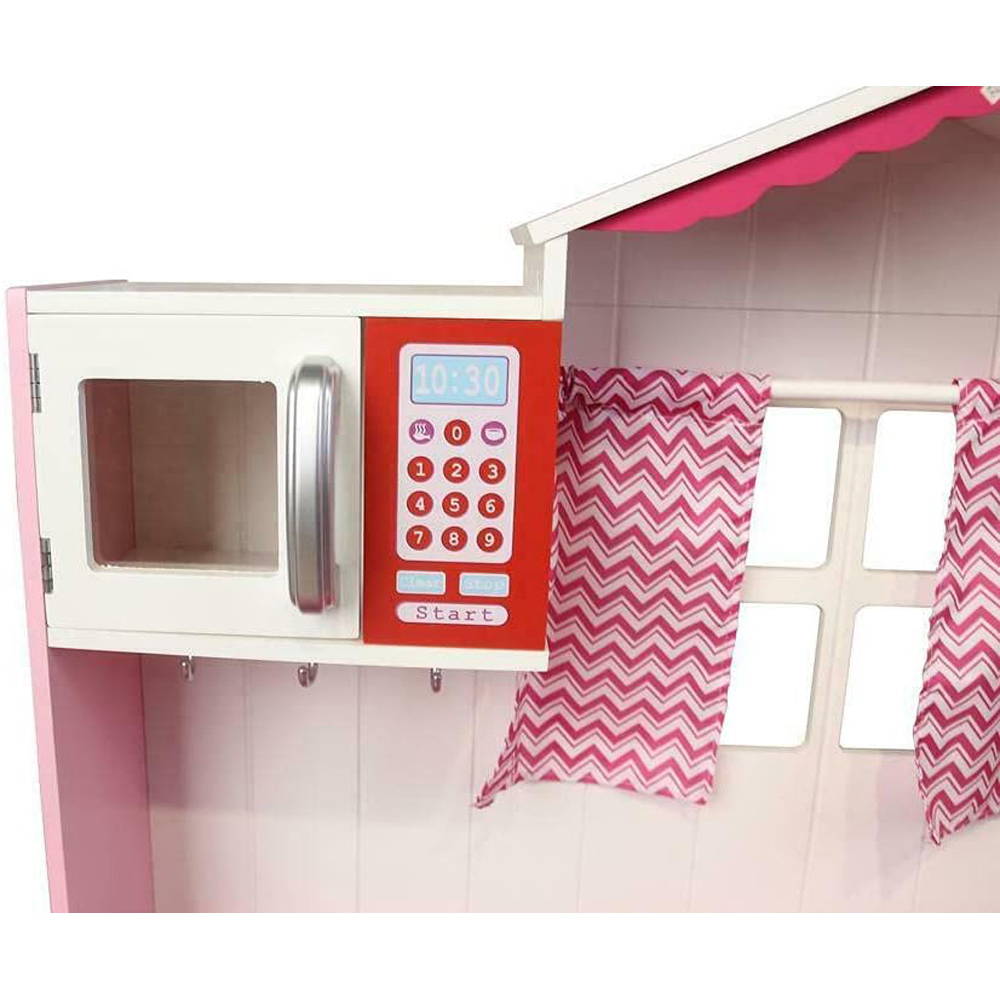 Kids Pink Wooden Pretend Kitchen Play Set Image 3
