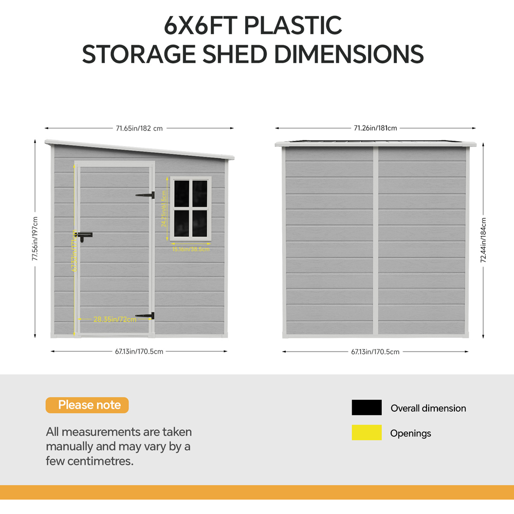 Living and Home 6 x 6ft Plastic Pent Garden Storage Shed with Floor Image 9