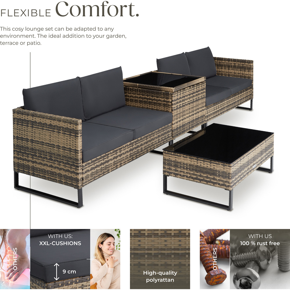 tectake Ostuni 4 Seater Natural Rattan Garden Lounge Set with Storage Box Image 3