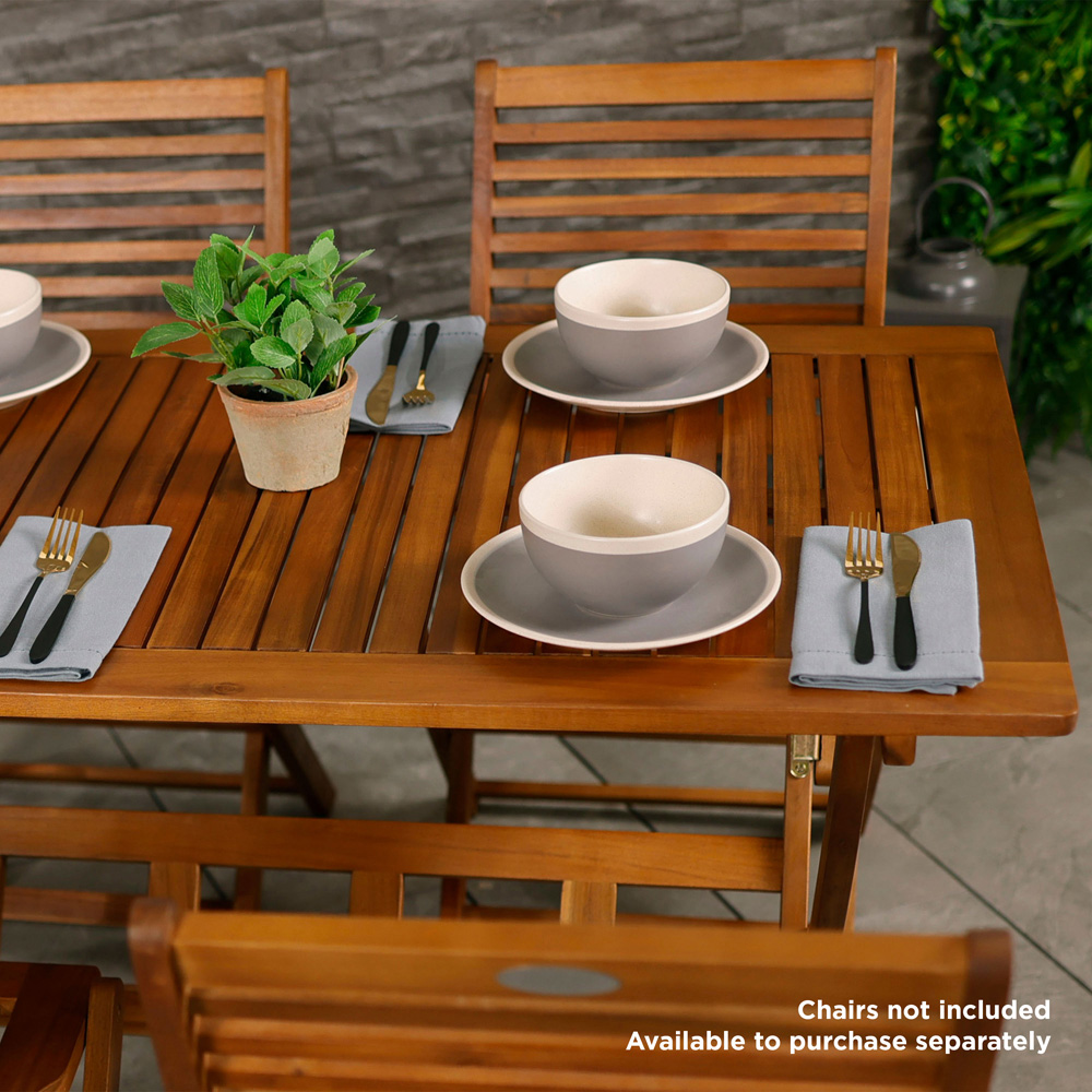 Charles Bentley 4 Seater Wooden Rectangular Foldable Table Image 3