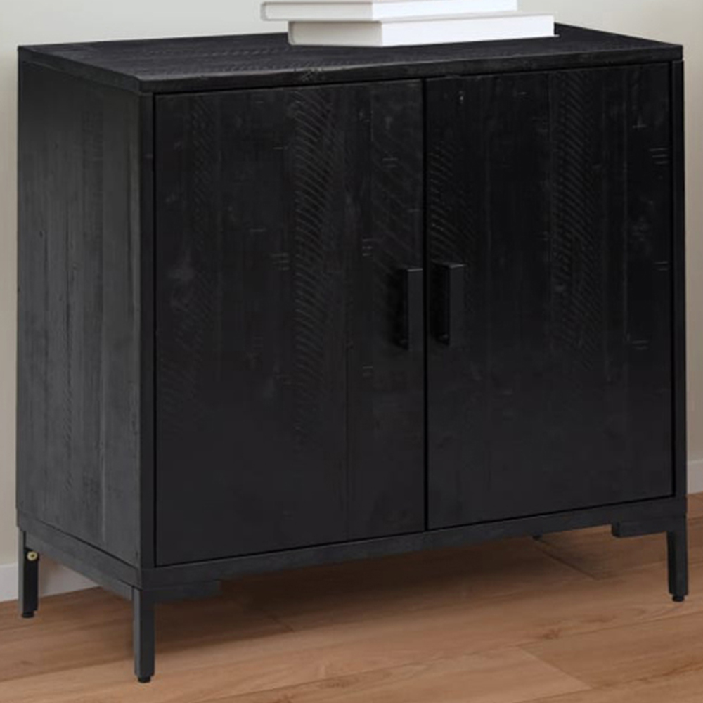 vidaXL 2 Door Black Wooden Sideboard Image 1