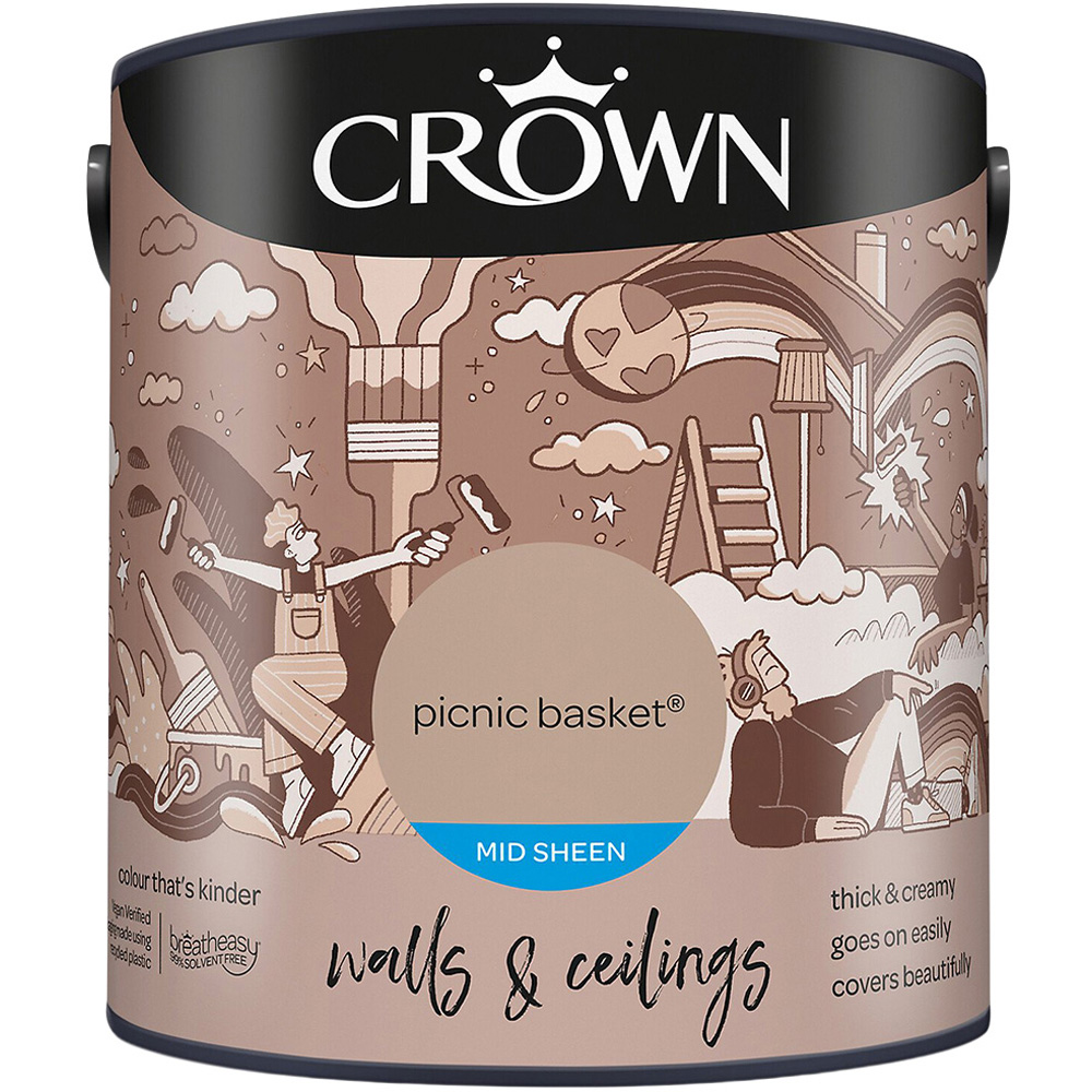 Crown Walls and Ceilings Mid Sheen Emulsion Picnic Basket 2.5l Image 2