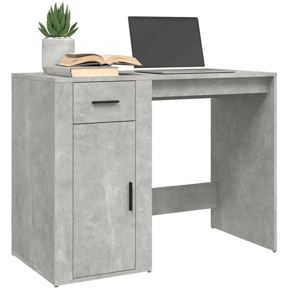 vidaXL Single Door Single Drawer Computer Desk Concrete Grey Image 3
