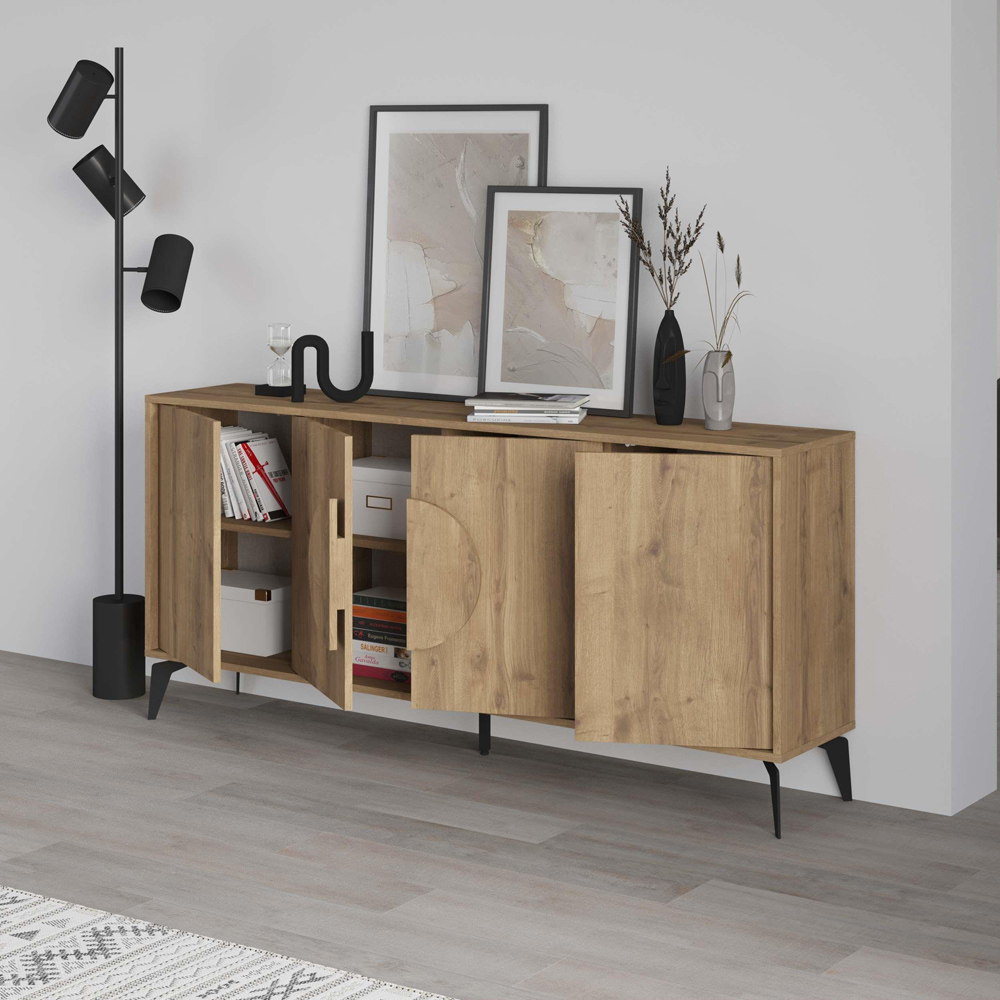 Decortie Gora 4 Door Dark Oak Effect Console Sideboard Image 5