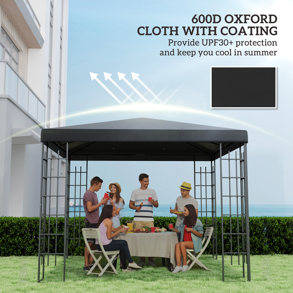 Outsunny 3 x 3m Black Gazebo Canopy Replacement Cover Image 6