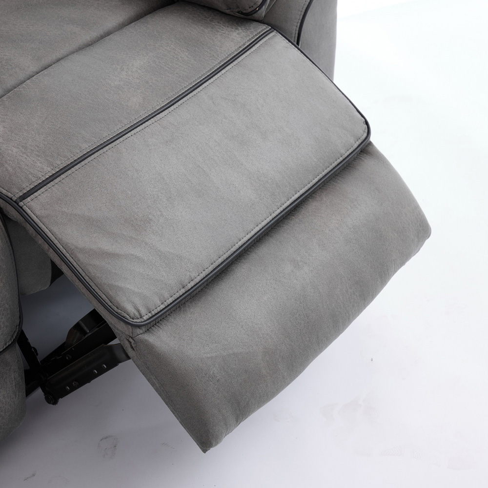 Langham 2 Seater Light Grey Leathaire Manual Recliner Sofa Image 5