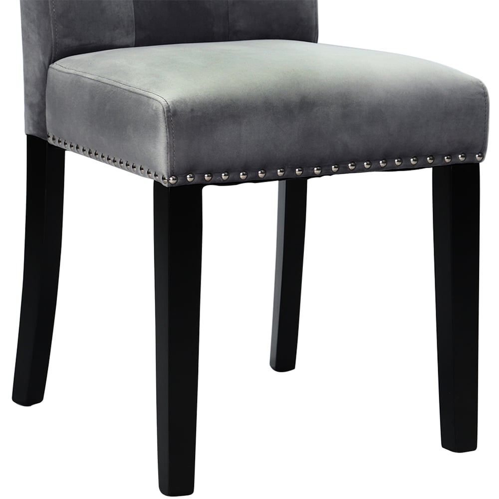Living and Home Light Grey Tufted Velvet Dining Chair Image 6