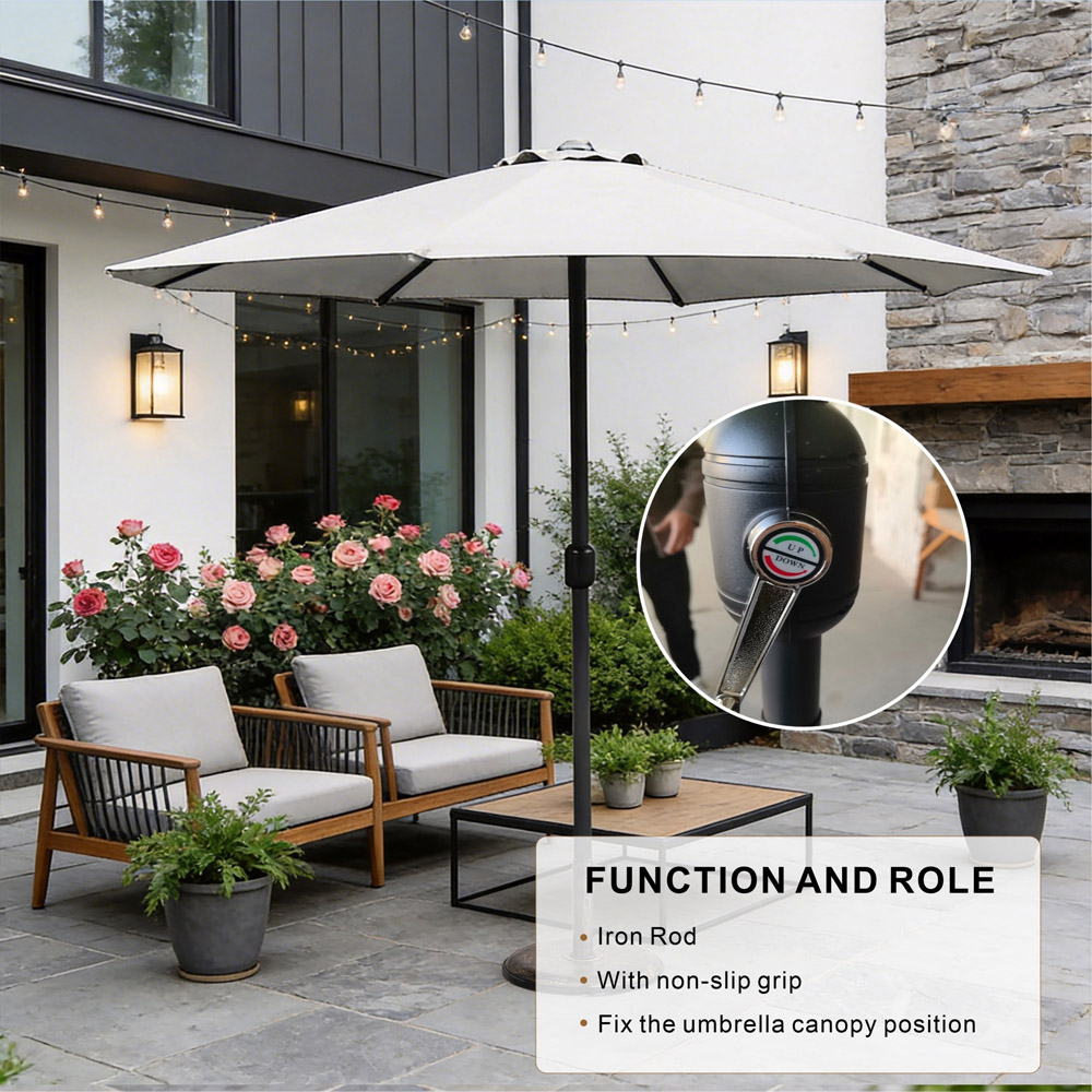 Direct Wicker Light Beige Crank Classic Straight Parasol 2.94m Image 7