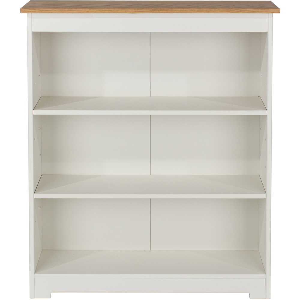 Core Products Colorado 3 Shelf Oak and White Low Wide Bookcase Image 2