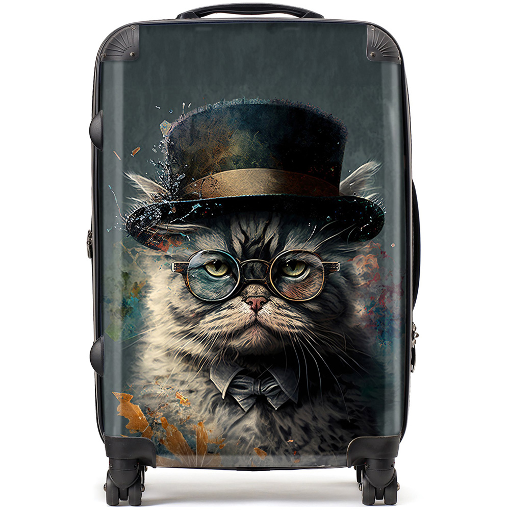Warren Reed Designer Medium Splashart Selkirk Rex Cat with Glasses Suitcase Image 1