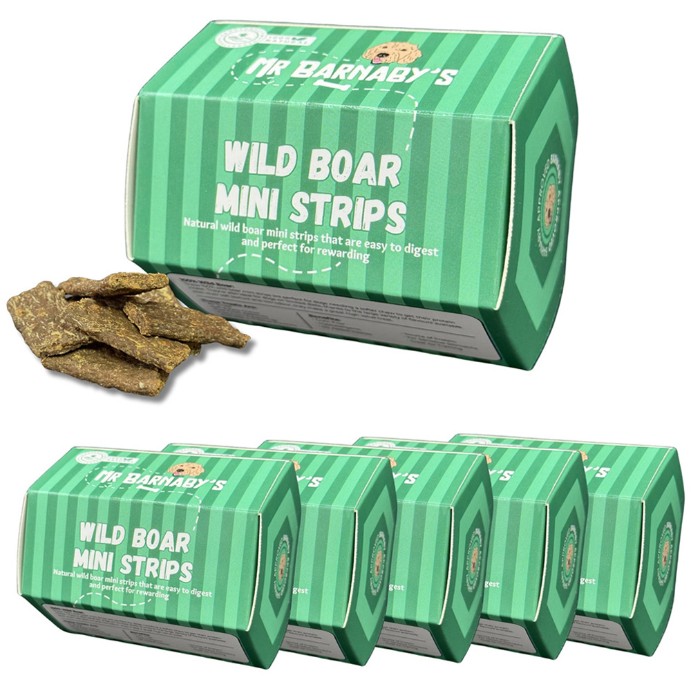Mr Barnaby's Wild Boar Mini Strips Dog Treats 6 Pack Image 1