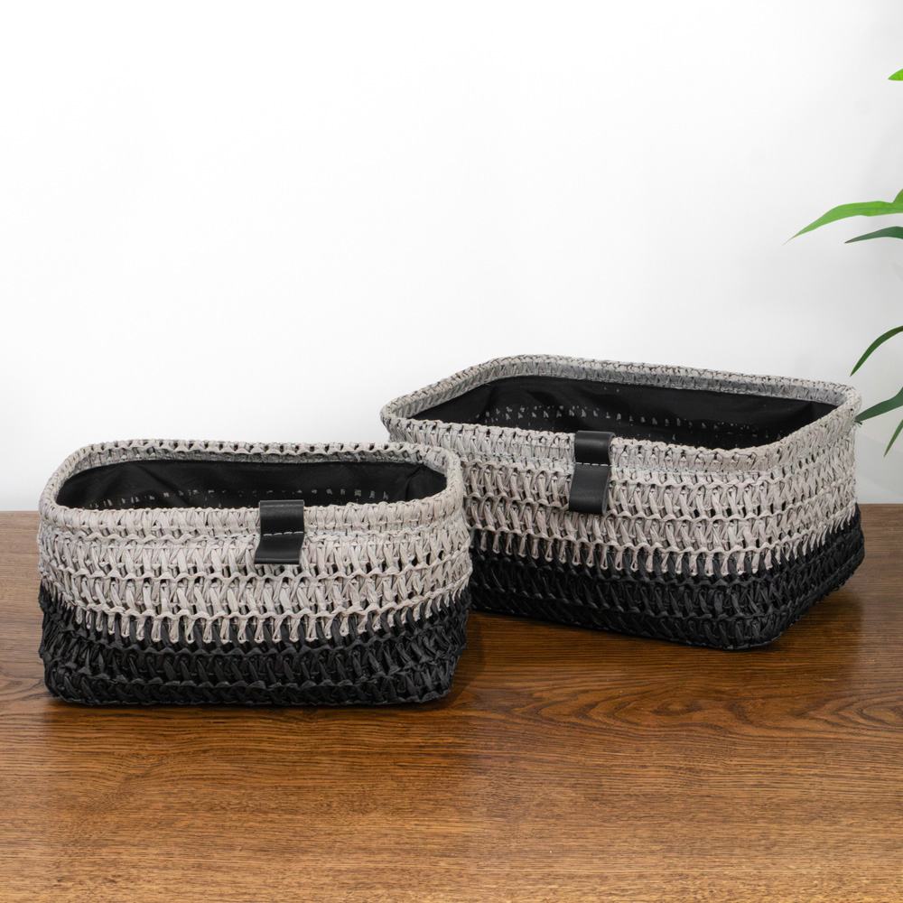 JVL Kenzi Light Grey Rectangular Storage Basket 2 Pack Image 2