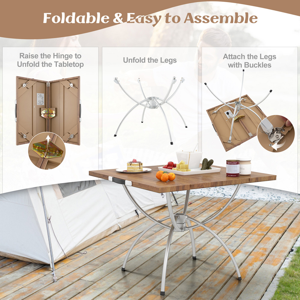 Costway Coffee Foldable and Extendable Picnic Table Image 6