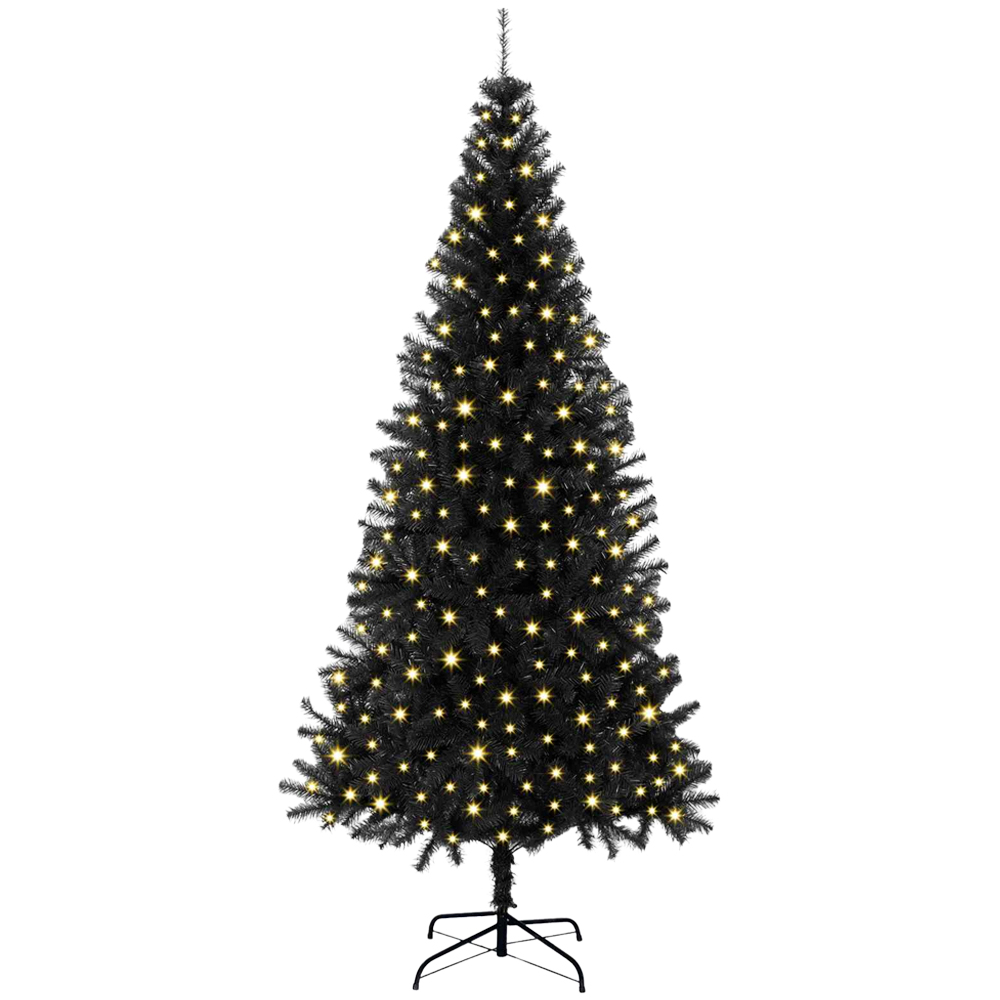 vidaXL Pre-Lit Black Artificial Christmas Tree 6ft Image 1