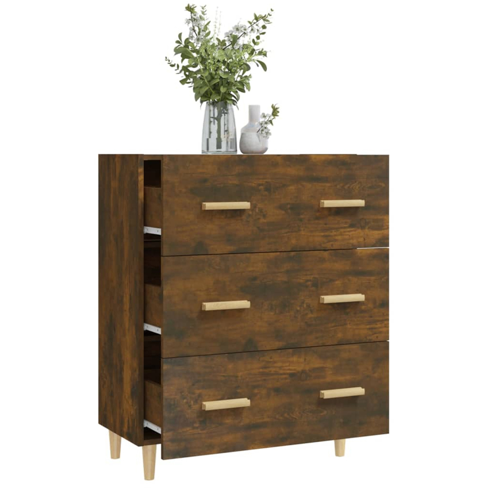 vidaXL 3 Drawer Smoked Oak Sideboard Image 6