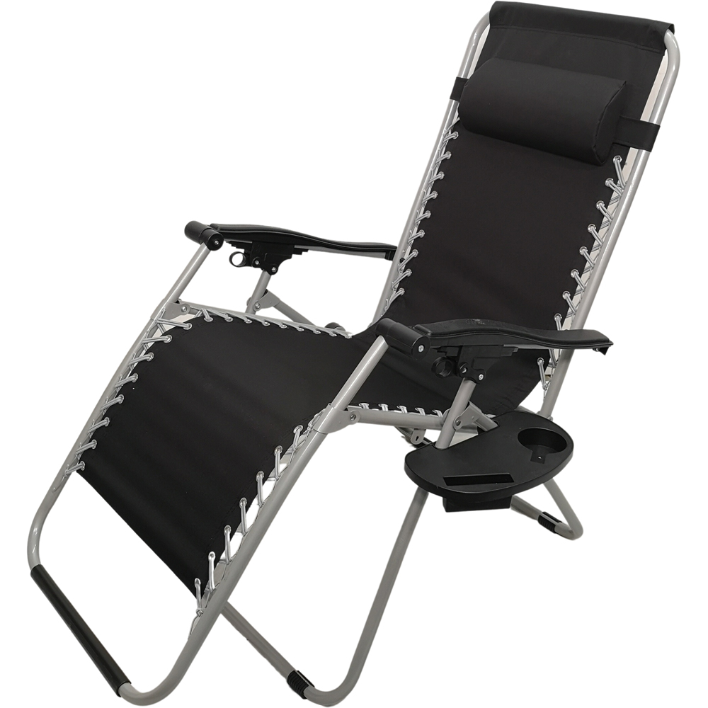 Samuel Alexander Black and Grey Multi Position Garden Sun Lounger Image 2