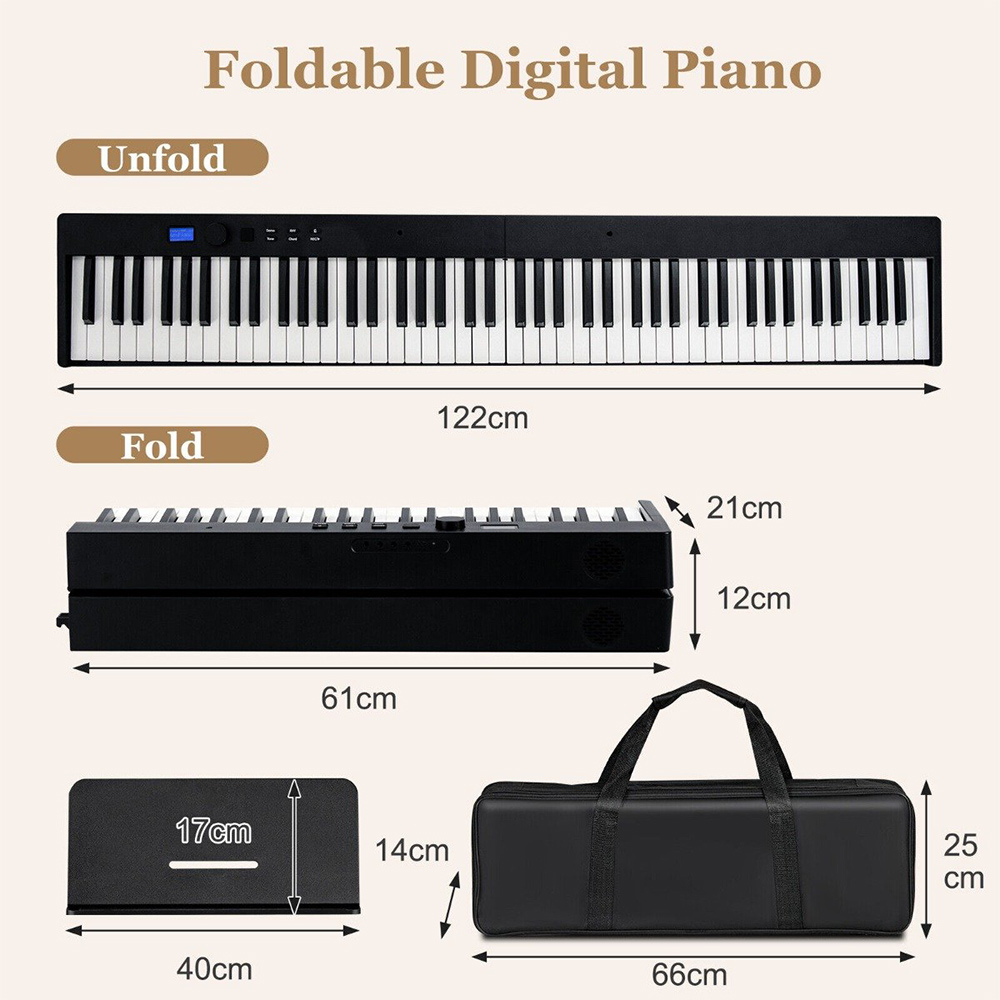 Costway MU10079GB Black 88 Key Foldable Digital Keyboard Piano with MIDI Image 9