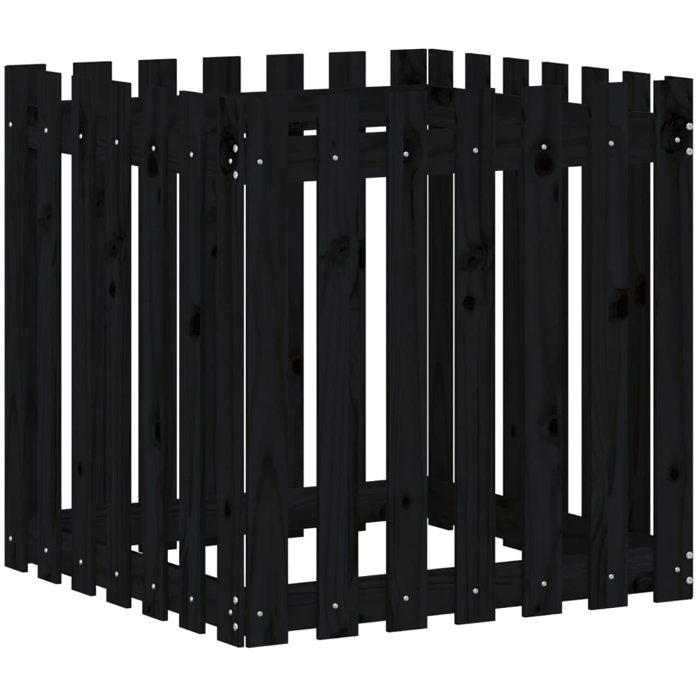 vidaXL Black Pine Wood Garden Planter 70 x 70 x 70cm Image 3