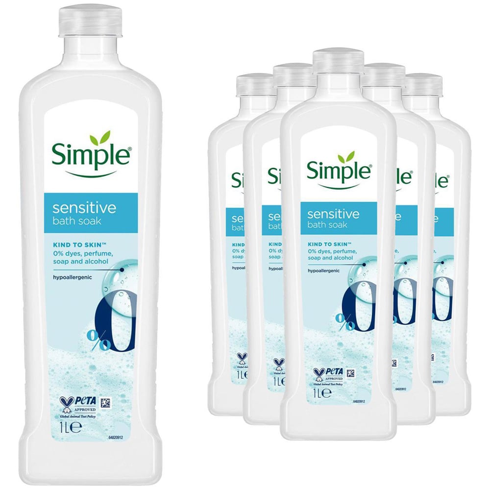 Simple Kind to Skin Hypoallergenic Sensitive Bath Soak 1L 6 Pack Image 1