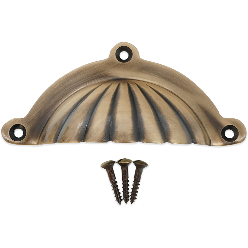 Spira Brass Shell Antique Brass Cup Pull Drawer Handle Image 4