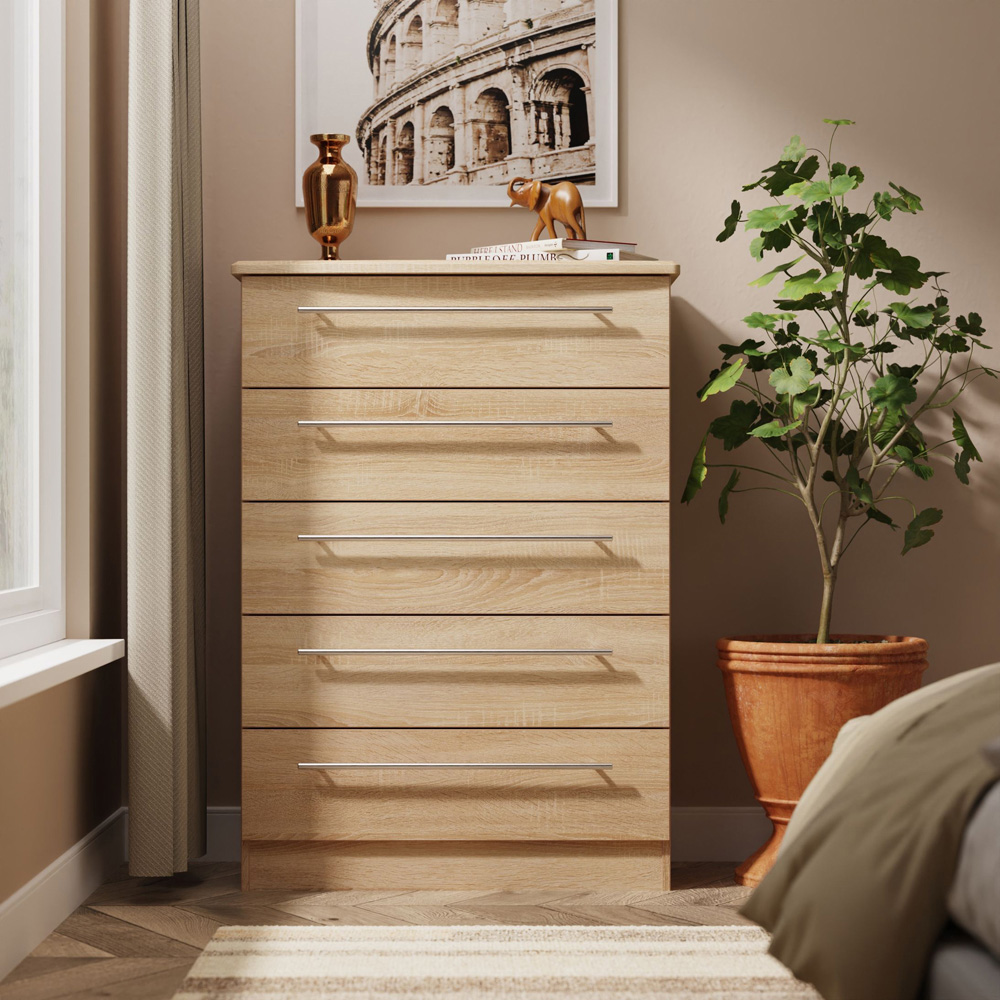 Crowndale Sherwood 5 Drawer Bardolino Oak Chest of Drawers Image 7