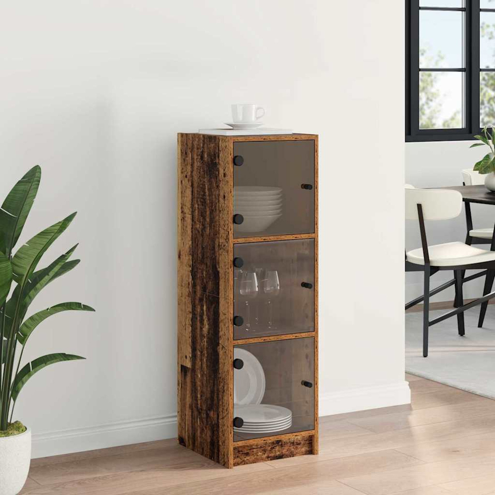vidaXL 3 Glass Door Old Wood Highboard Image 9