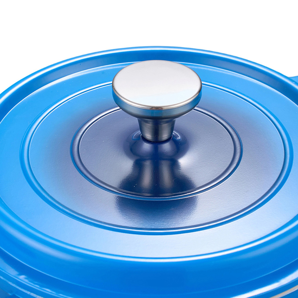 Living and Home 2.75L Blue Non-Stick Cast Aluminium Enamelled Cooking Pot with Lid Image 5