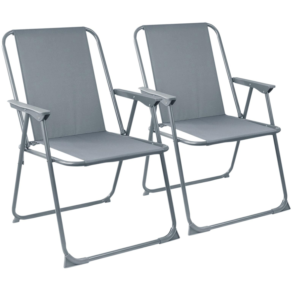Harbour Housewares Set of 2 Grey Folding Metal Beach Chair Image 2