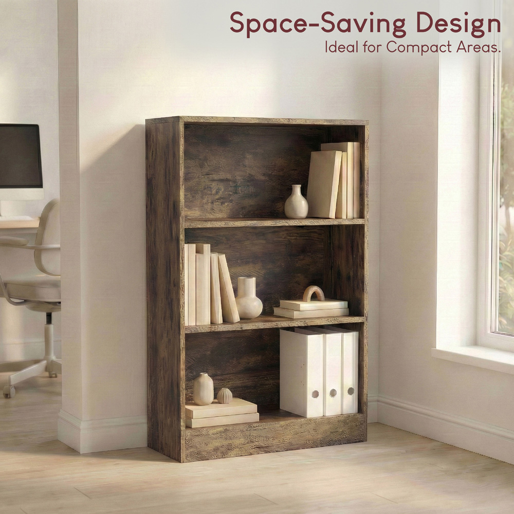 VIDA DESIGNS Cambridge 3 Shelf Dark Wood Medium Bookcase Image 4