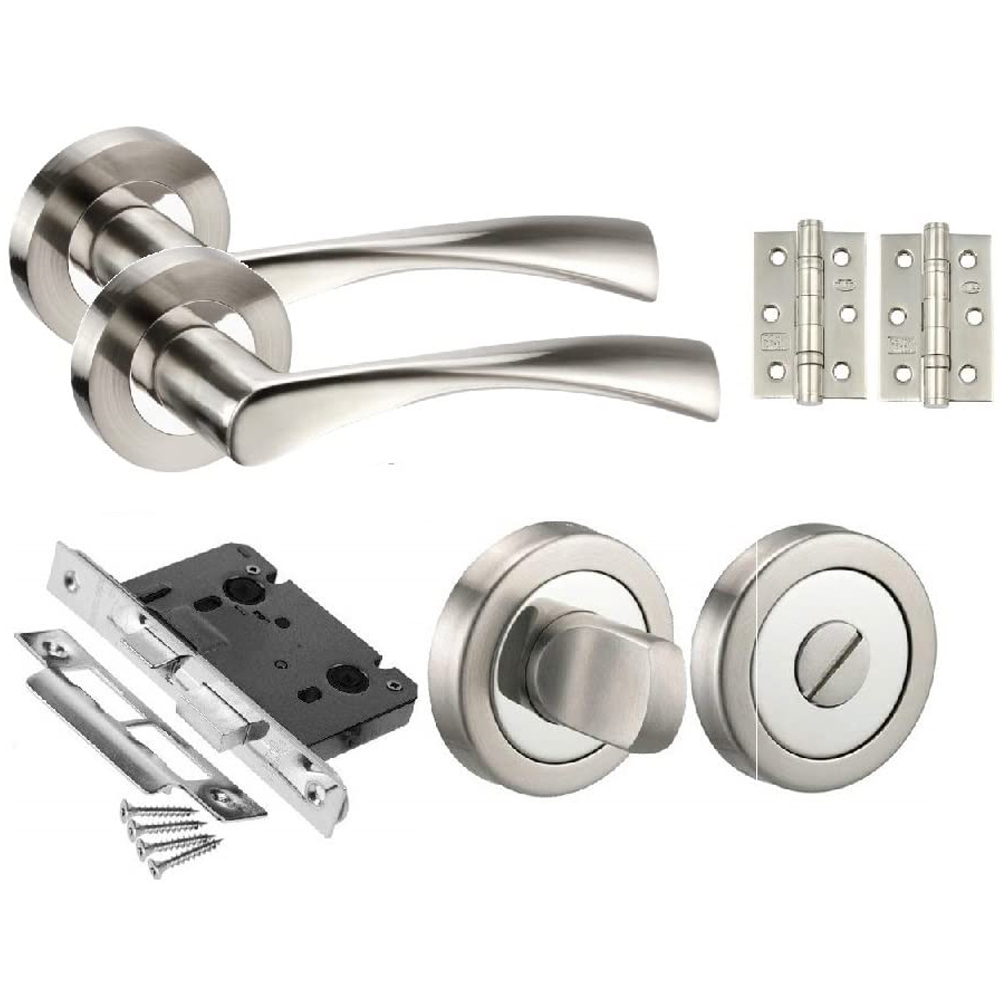 Golden Grace Duo Chrome Twist Astrid Bathroom Door Handle Set Image 1