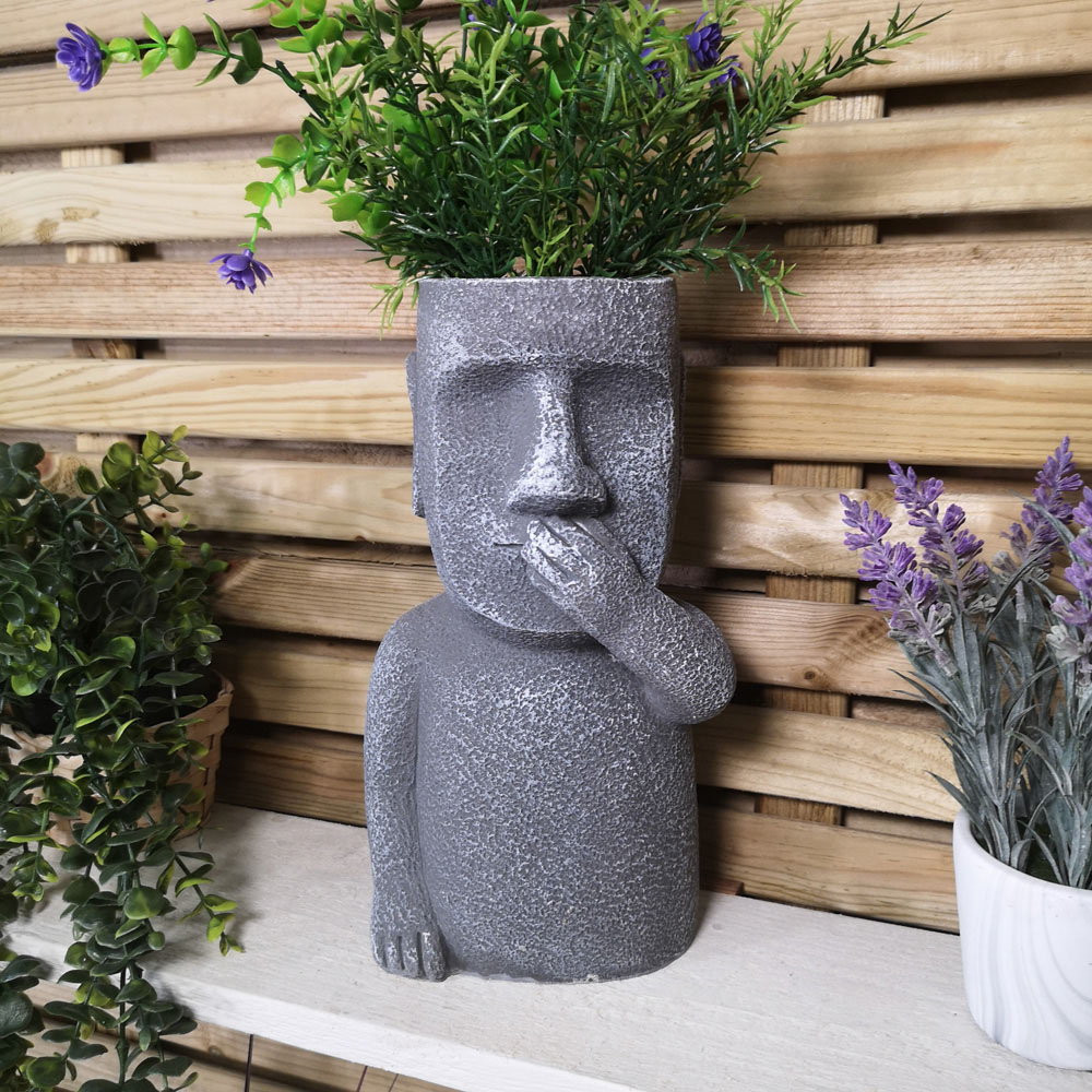 Samuel Alexander Easter Island Speak No Evil Outdoor Plant Pot 30cm Image 2
