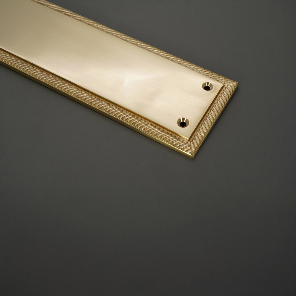 Spira Brass Georgian Plain Square Polished Brass Finger Plush Plate 300mm Image 4