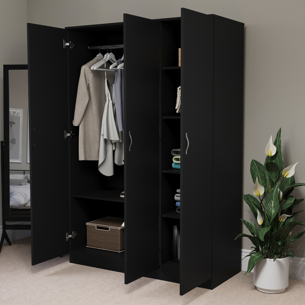 Vida Designs Riano 3 Door Black Wardrobe Image 5