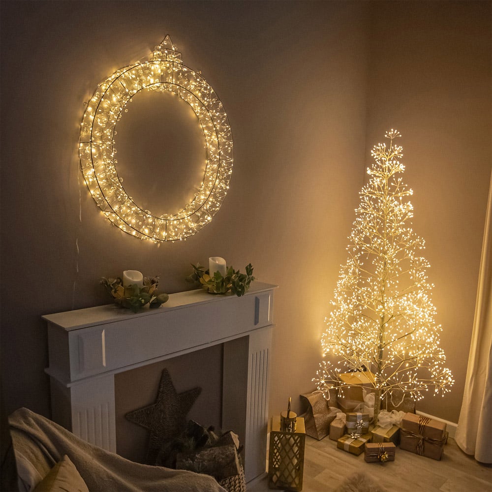 The Christmas Centre 500 Warm White LED Pre-Lit Silver Light-Up Bauble 70cm Image 5