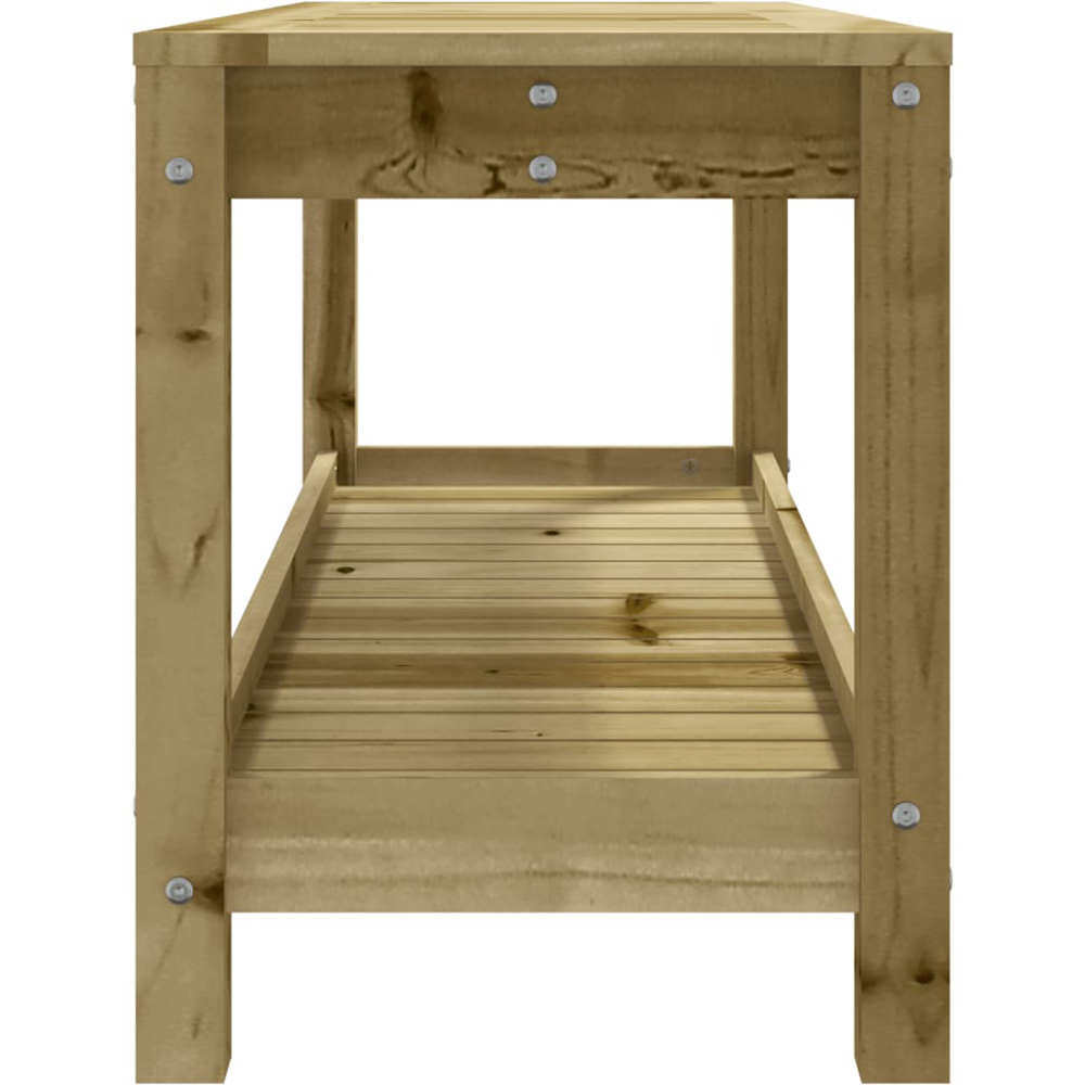 vidaXL Natural Impregnated Pine Wood Slatted Garden Bench with Shelf 108 x 35 x 45cm Image 4