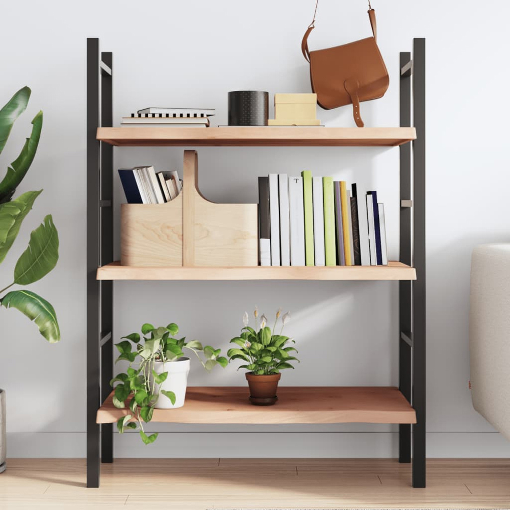 vidaXL 80 x 50 x 4cm Untreated Solid Wood Oak Wall Shelf Image 2