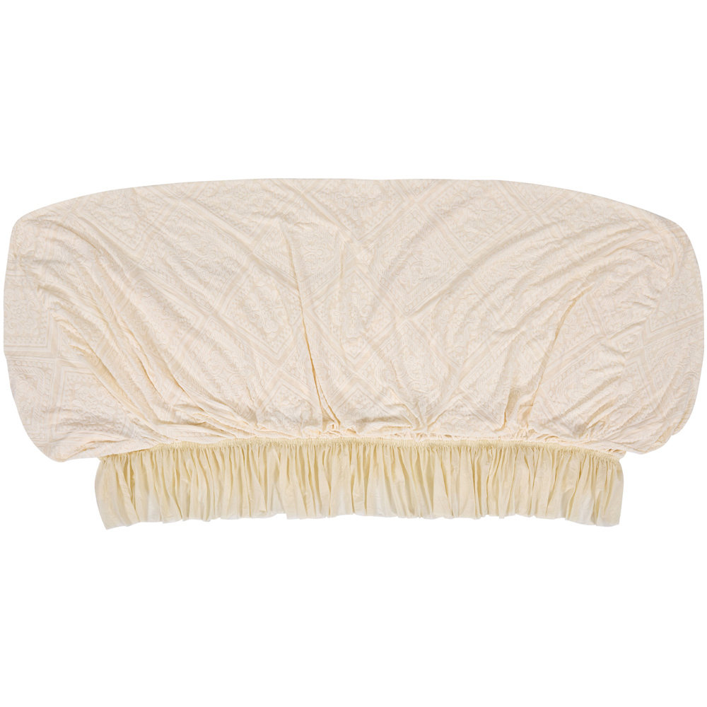 Living and Home 4 Seater Beige Damask 3D Embossed Plush Sofa Cover Image 1