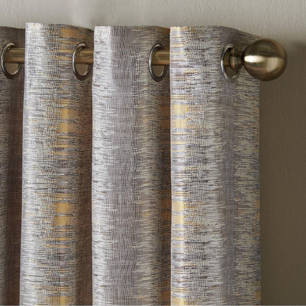 Alan Symonds Flections Ochre Jacquard Shimmering Lined Ring Top Eyelet Curtains 167 x 137cm Image 2