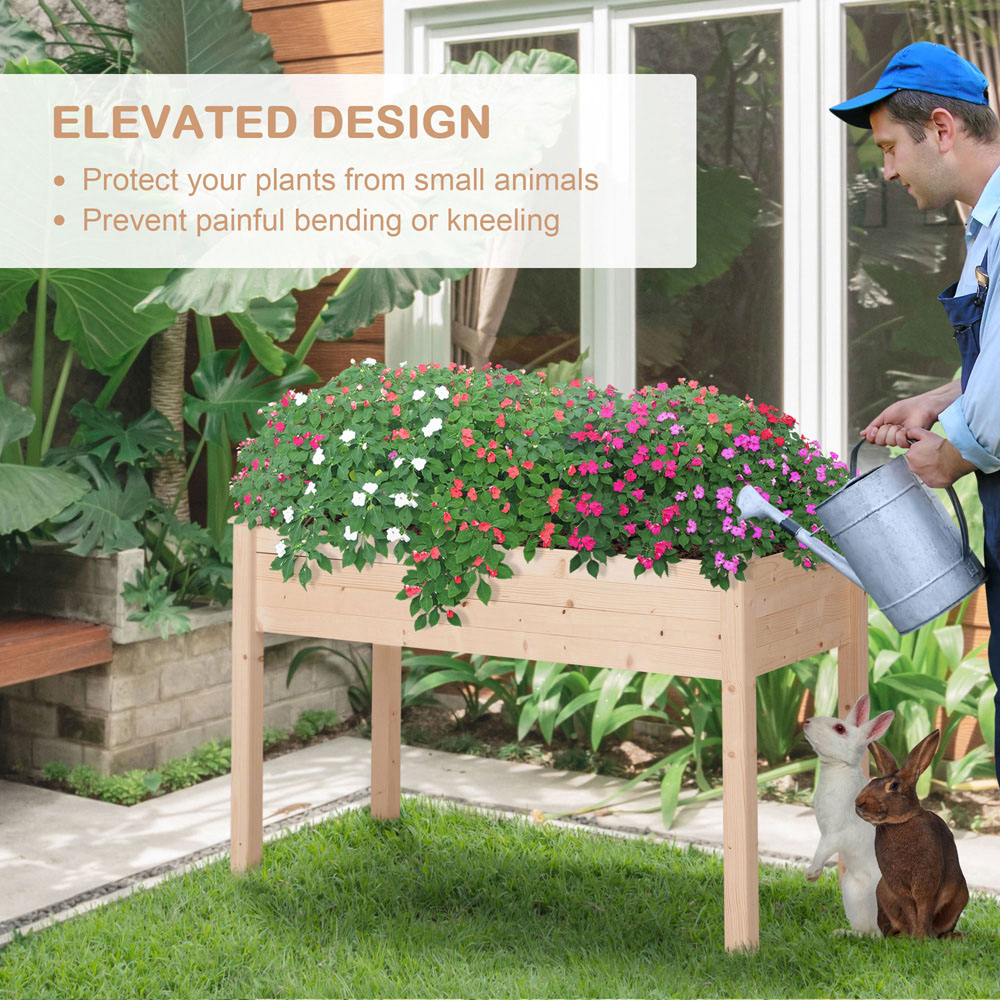 Outsunny Wooden Raised Planter Box Container 76 x 56.5 x 122.5cm Image 5