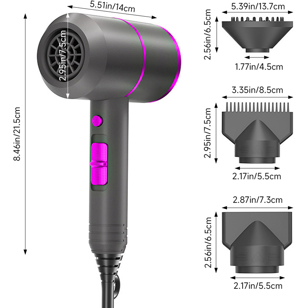 Living and Home Ionic Hair Dryer with 3 Nozzles 1400W Image 8