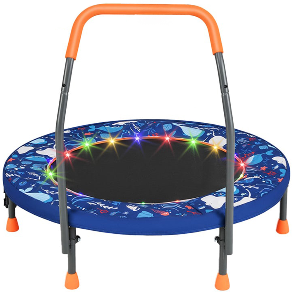 Costway Navy Kids Folding Mini Trampoline Image 1