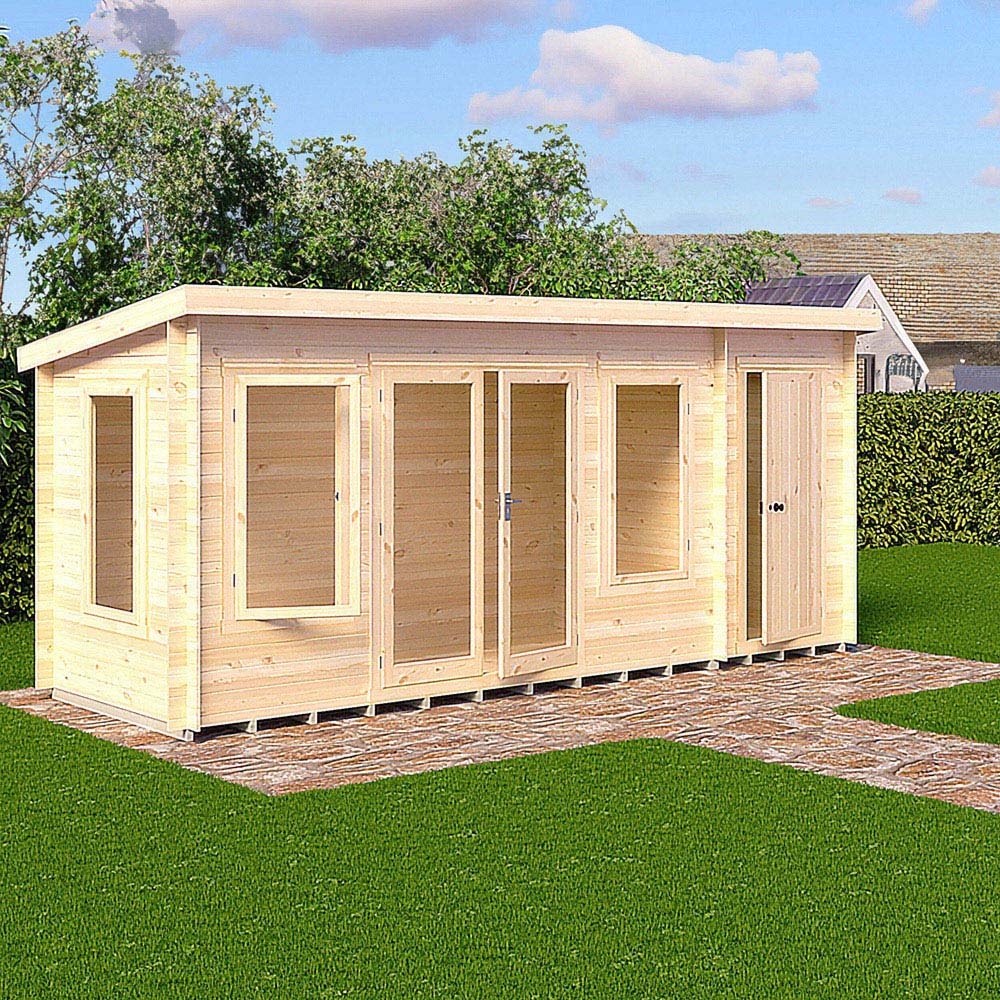 Shire Elm 6 x 17ft Contemporary Style Dual-Purpose Pent Log Cabin with Integral Storage Image 2