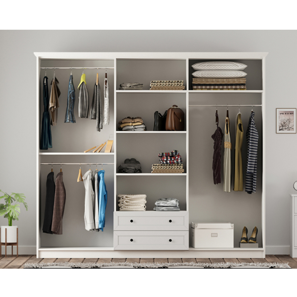 Evu VIENNA 6 Doors 2 Drawers White Wardrobe Image 6