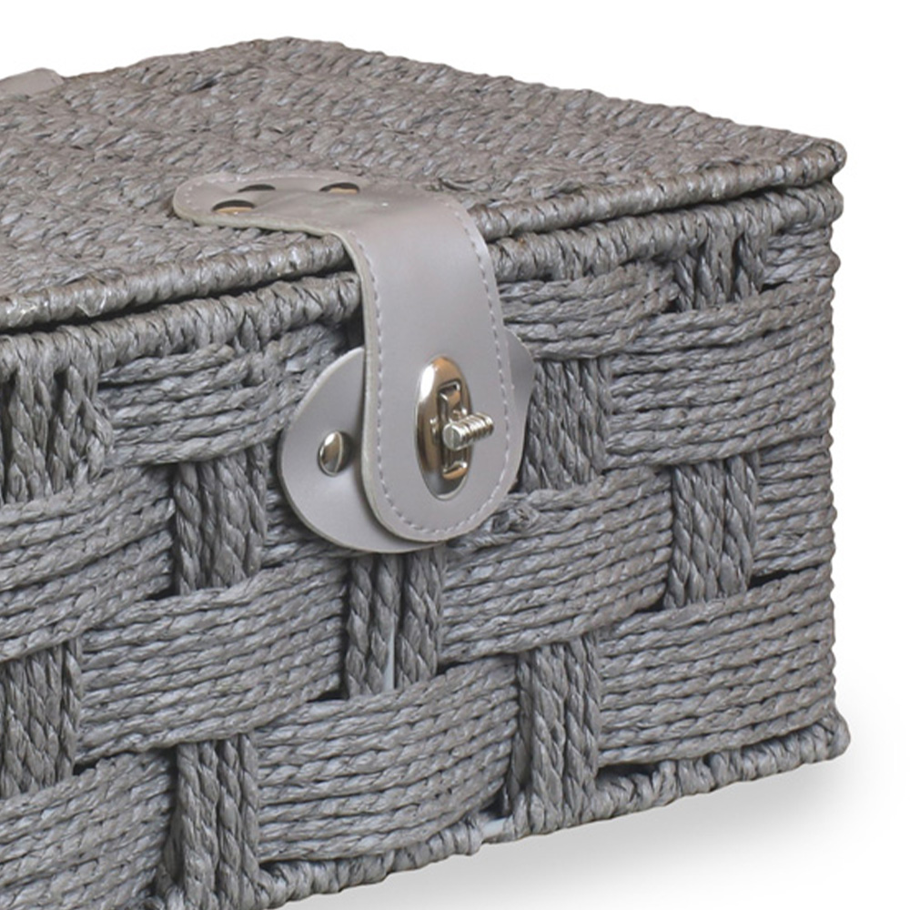 Red Hamper Small Grey Paper Rope Picnic Basket Image 3