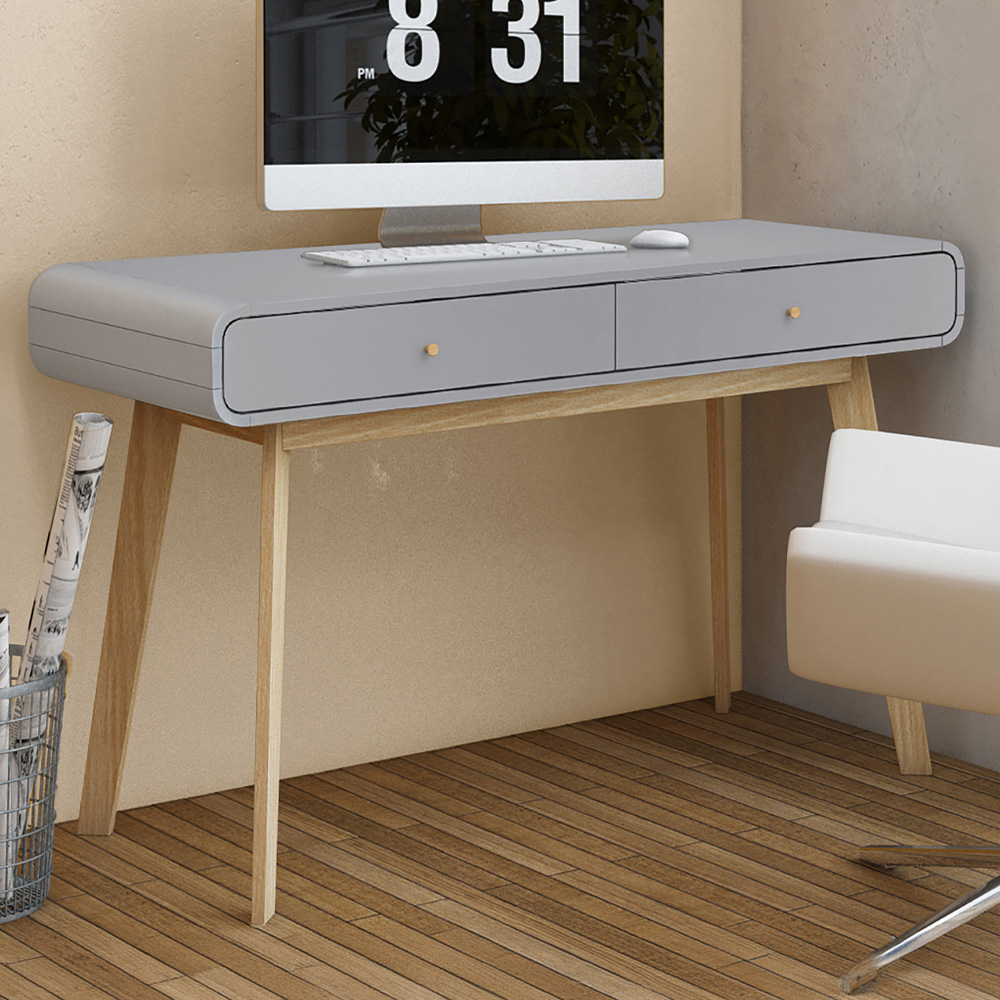 Loft24 Cassie 2 Drawer Grey Writing Desk Image 1