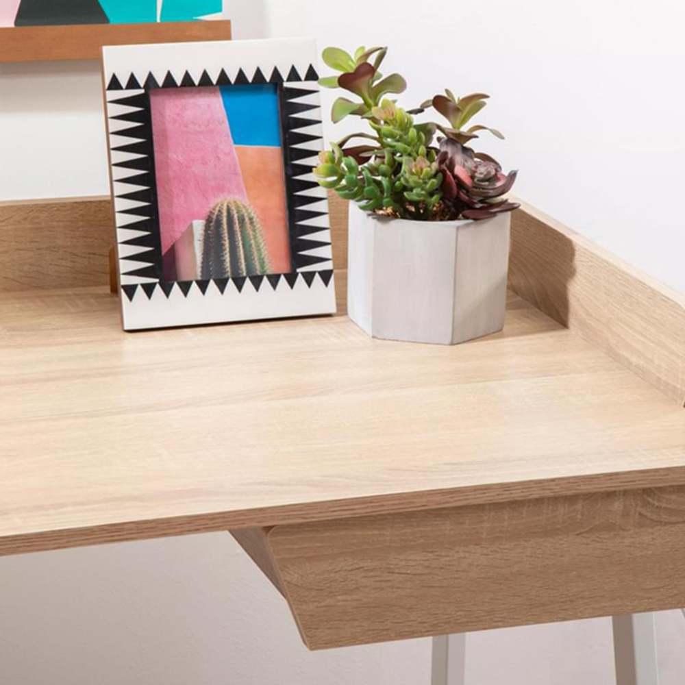 Premier Housewares Bradbury Single Drawer Natural Oak Desk Image 3