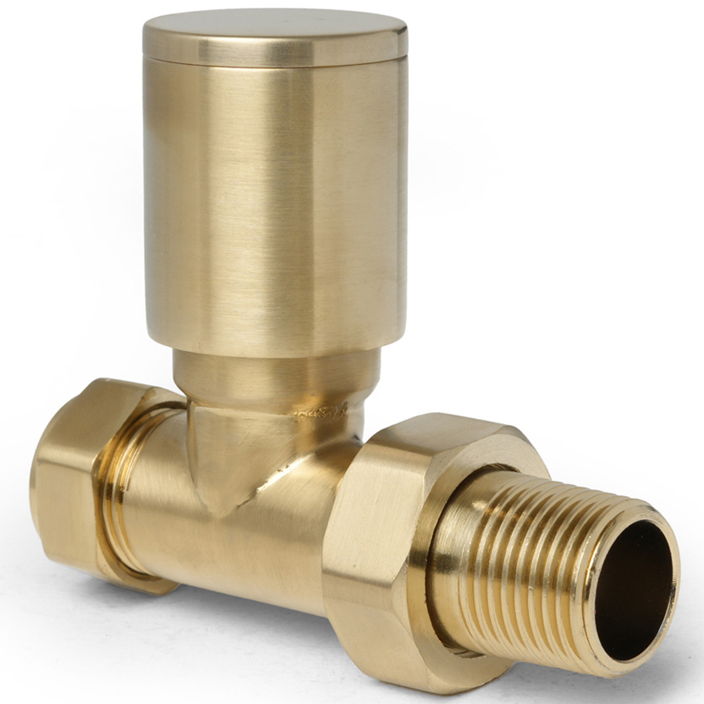 Go Bathrooms Gold Straight Radiator Valve Set 15mm Image 2