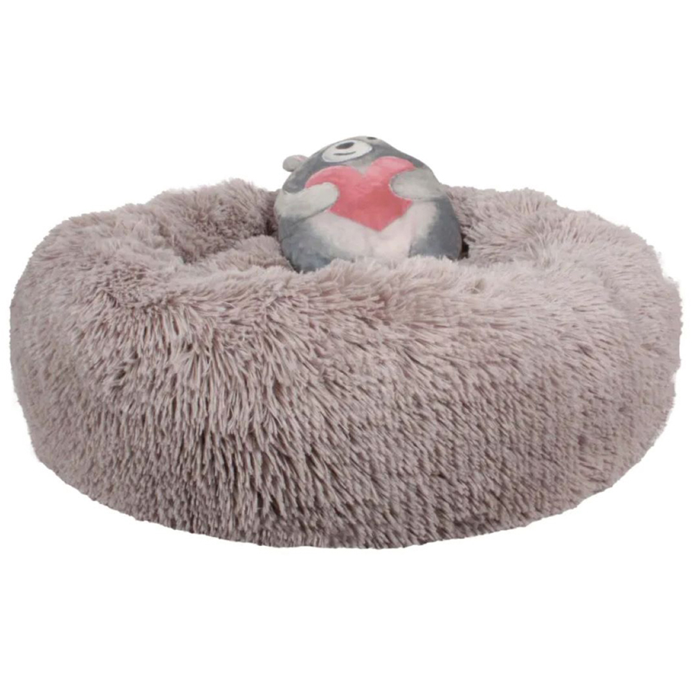 Dream Paws Brown Anxiety Reducing Plush Dog Bed with Bear Toy Image 1